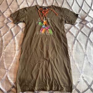 Design Lab Lord & Taylor Olive Dress with Orange Accents